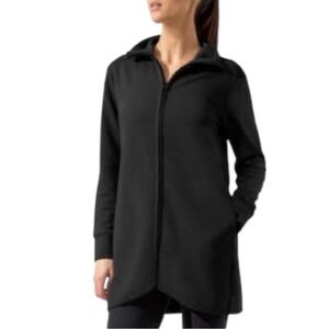 Modetta Ottoman Long Jacket Womens Black Medium Lightweight Coat